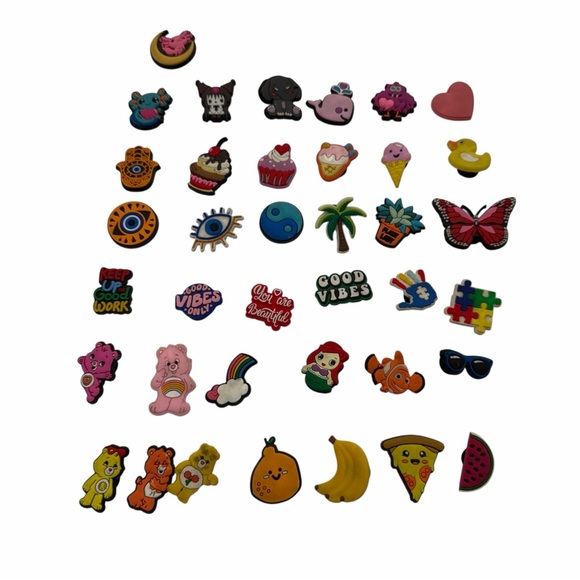 Large Jibbitz Charm Lot Crocs Shoe Charms Rainbow Food Animals Good Vibes - Picture 2 of 16